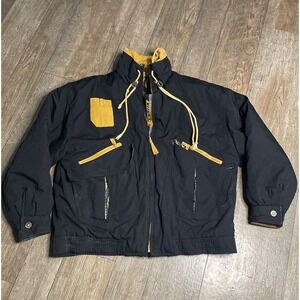 Misty Valley Vintage 80s/90s Abstract Puffer Jacket Women's MEDIUM Black Aztec